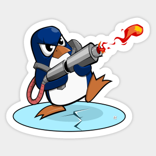 Flamethrower Penguin Sticker